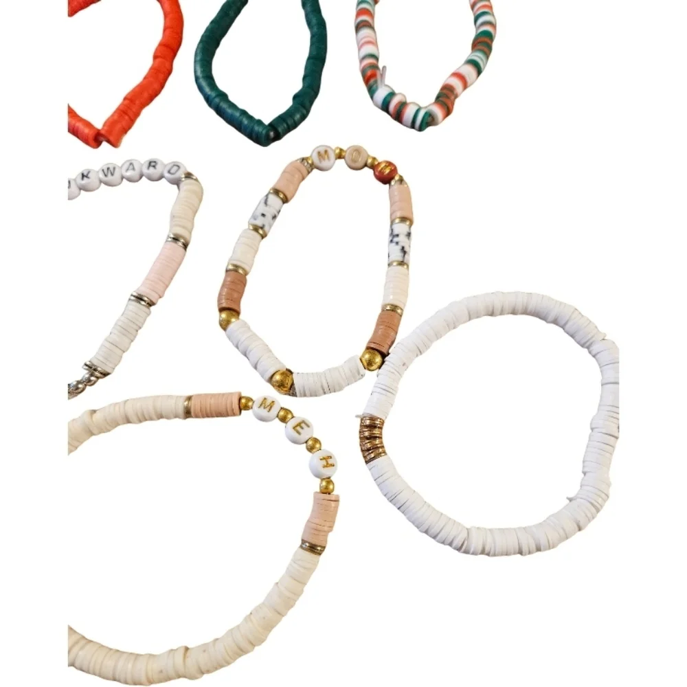 Lot 10 Piece Heishi handmade stretch bracelets